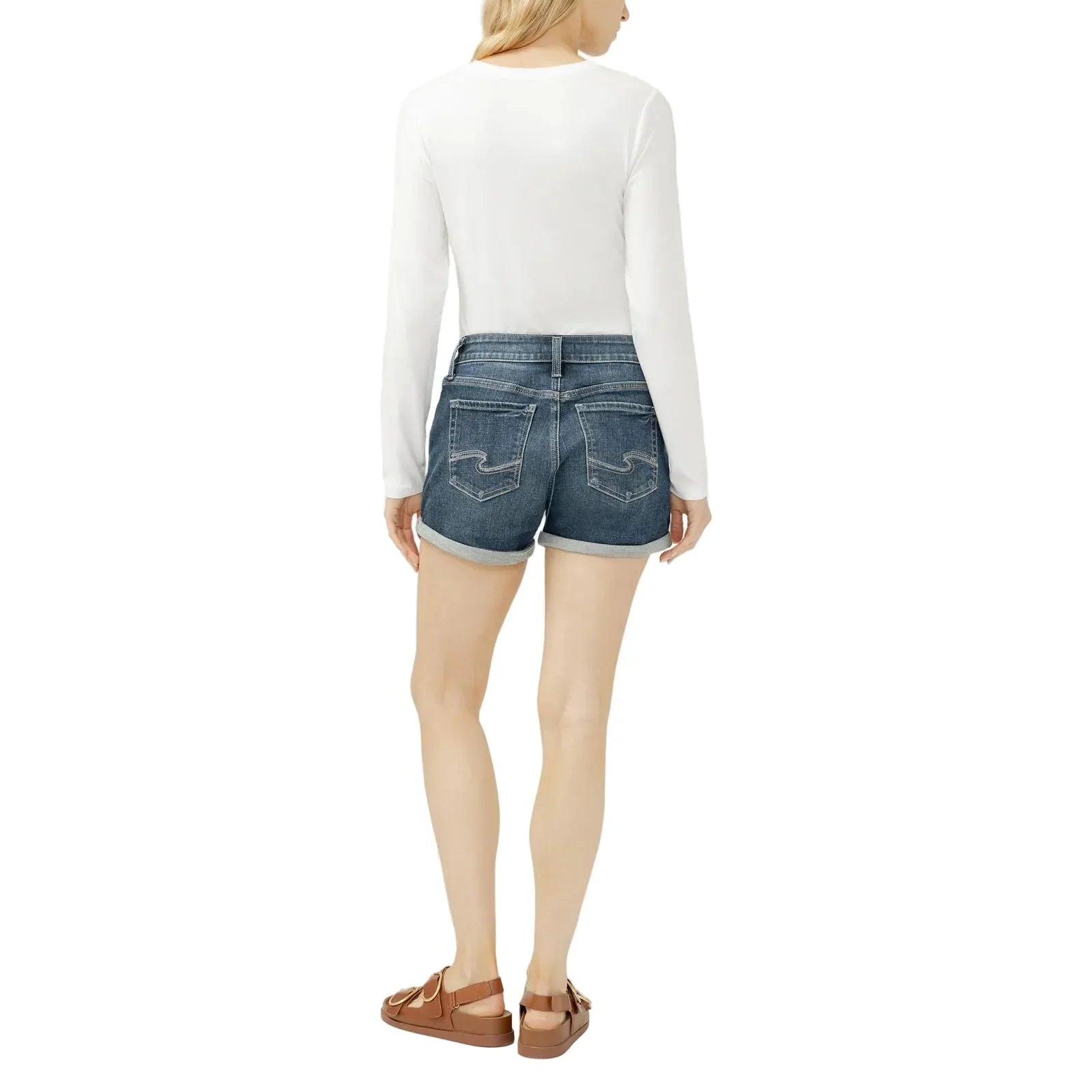 Women's Silver Chord Elyse Mid Rise Shorts L53025EAD391