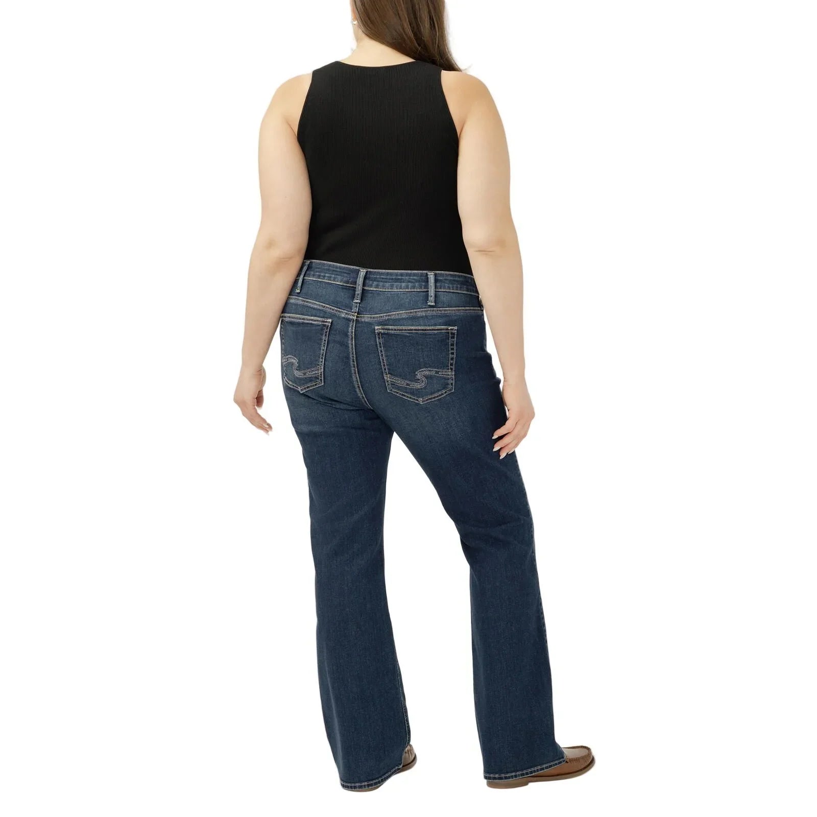 Women's Silver Elyse Mid Rise Slim Bootcut Luxe Stretch Jeans Plus Size W03719CVB462