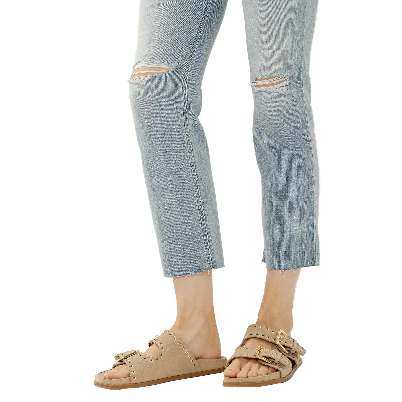 Women's Silver Highland Mid Rise Cropped Straight Leg Luxe Stretch Jeans L43118CVS101