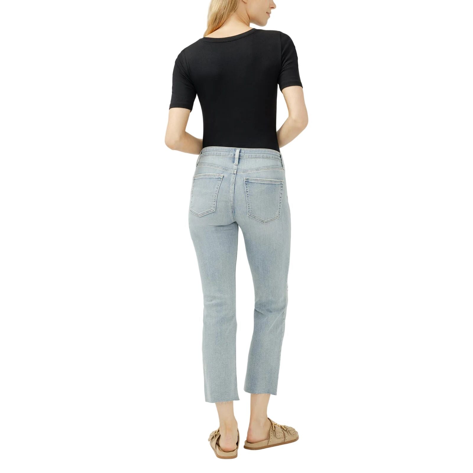 Women's Silver Highland Mid Rise Cropped Straight Leg Luxe Stretch Jeans L43118CVS101