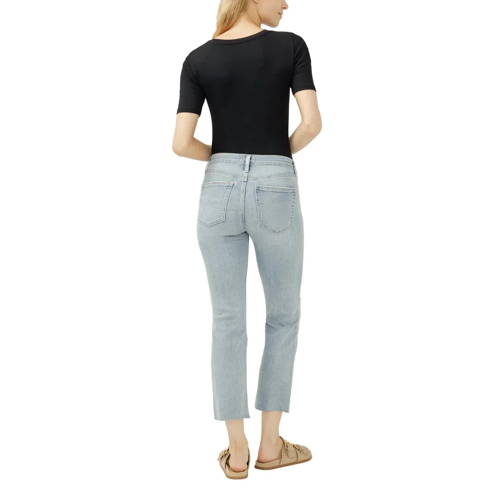 Women's Silver Highland Mid Rise Cropped Straight Leg Luxe Stretch Jeans L43118CVS101