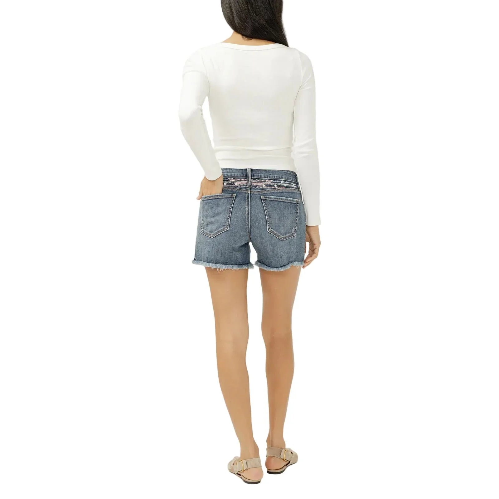 Women's Silver Jeans Horizon Suki Mid Rise Americana Luxe Stretch Shorts L53946CVS334