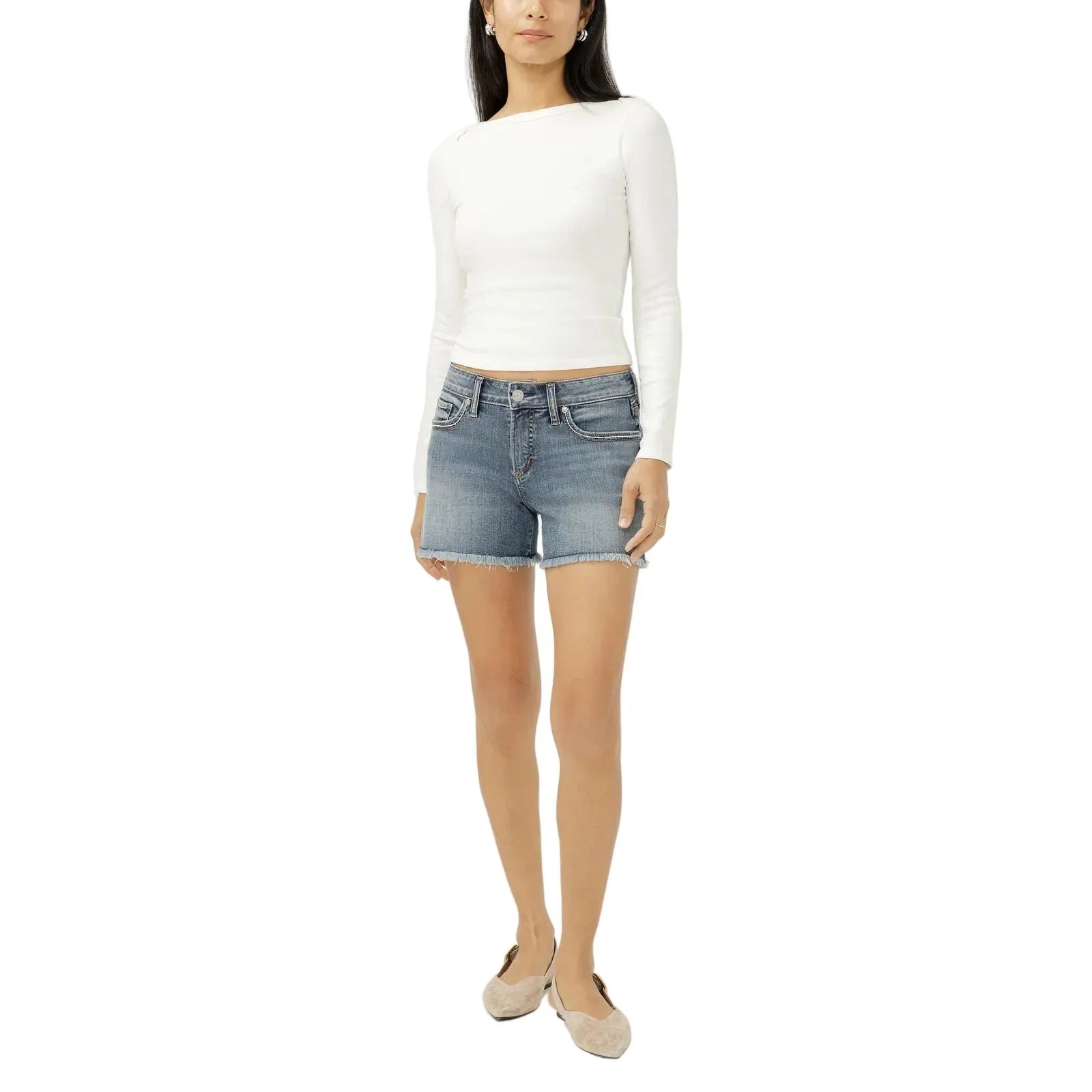 Women's Silver Jeans Horizon Suki Mid Rise Americana Luxe Stretch Shorts L53946CVS334