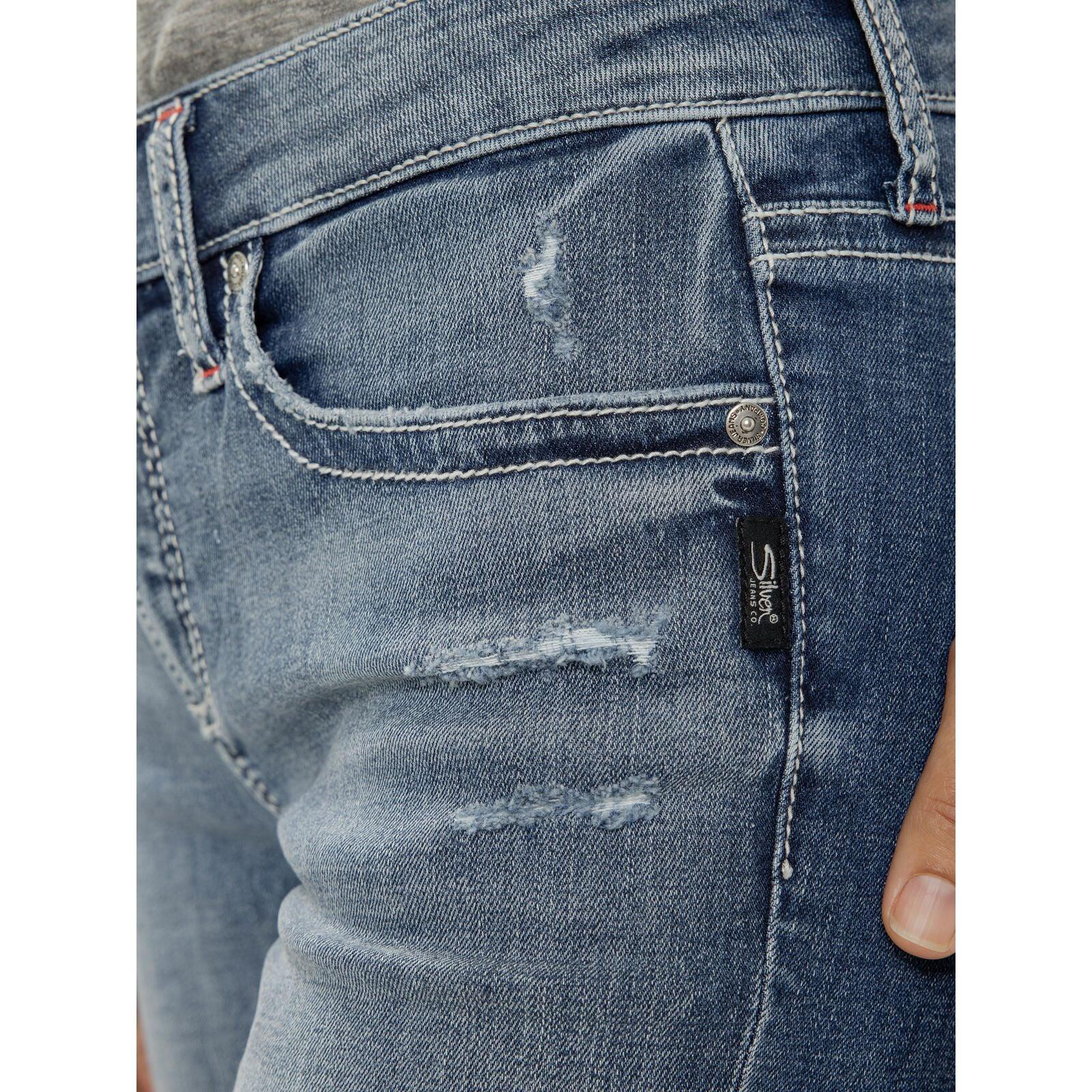 Women's Silver Jeans Saturday Morning Elyse Mid Rise Americana Luxe Stretch Capri L43002CVS336