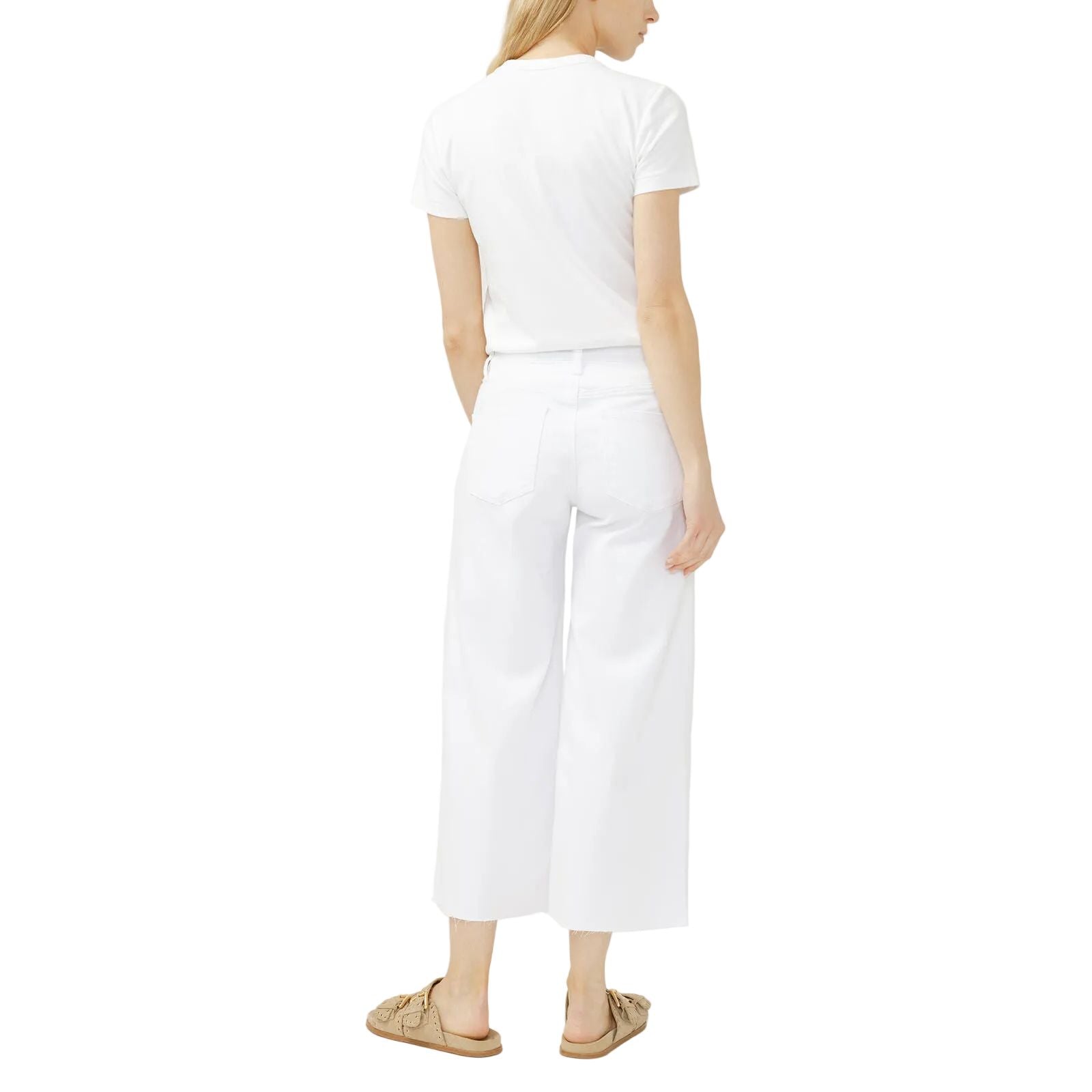 Women's Silver Jeans White Suki Mid Rise Cropped Wide Leg Luxe Stretch Jeans L43982WVS658
