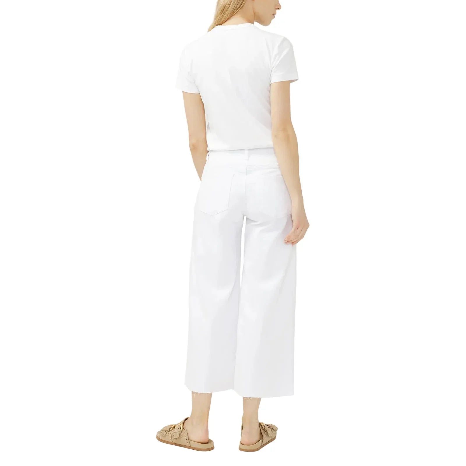 Women's Silver Jeans White Suki Mid Rise Cropped Wide Leg Luxe Stretch Jeans L43982WVS658