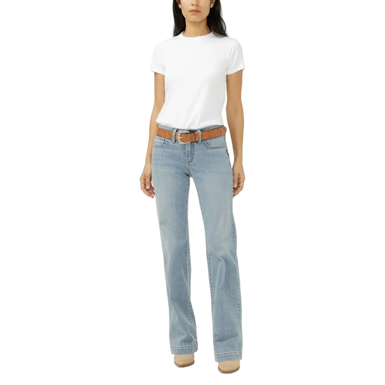 Women's Silver Odessa Suki Mid Rise Trouser Leg Jeans L93504LFO218