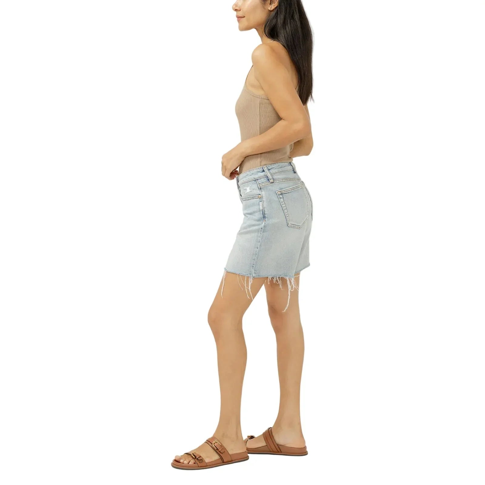 Women's Silver Palma Suki Mid Rise Long Shorts L53971ADM121