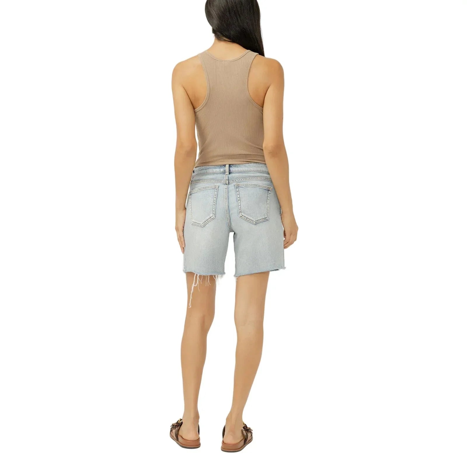 Women's Silver Palma Suki Mid Rise Long Shorts L53971ADM121