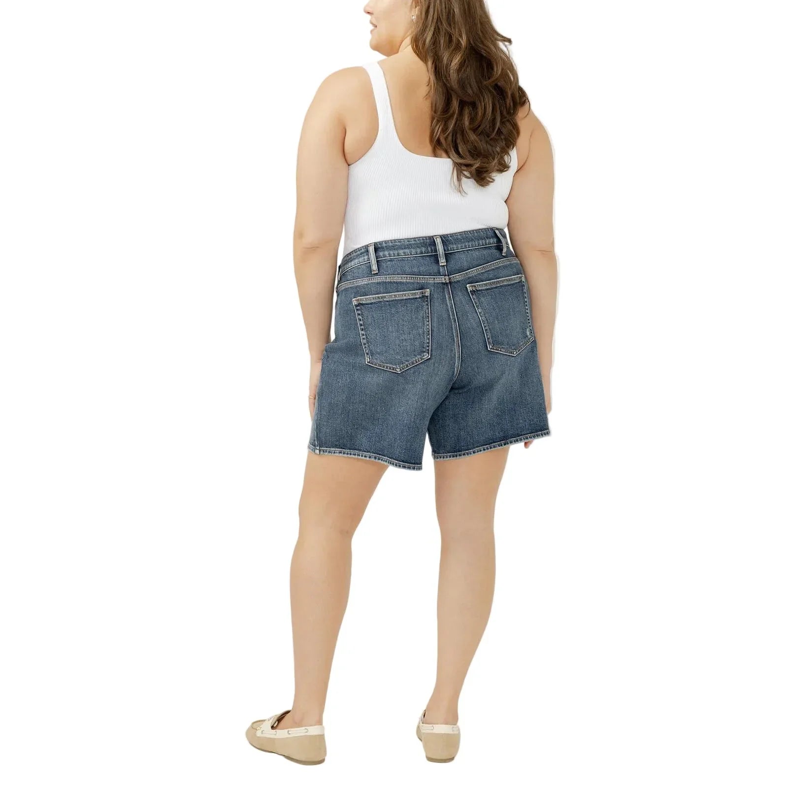 Women's Silver Satellite Suki Mid Rise Long Shorts Plus Size W53971ADM394
