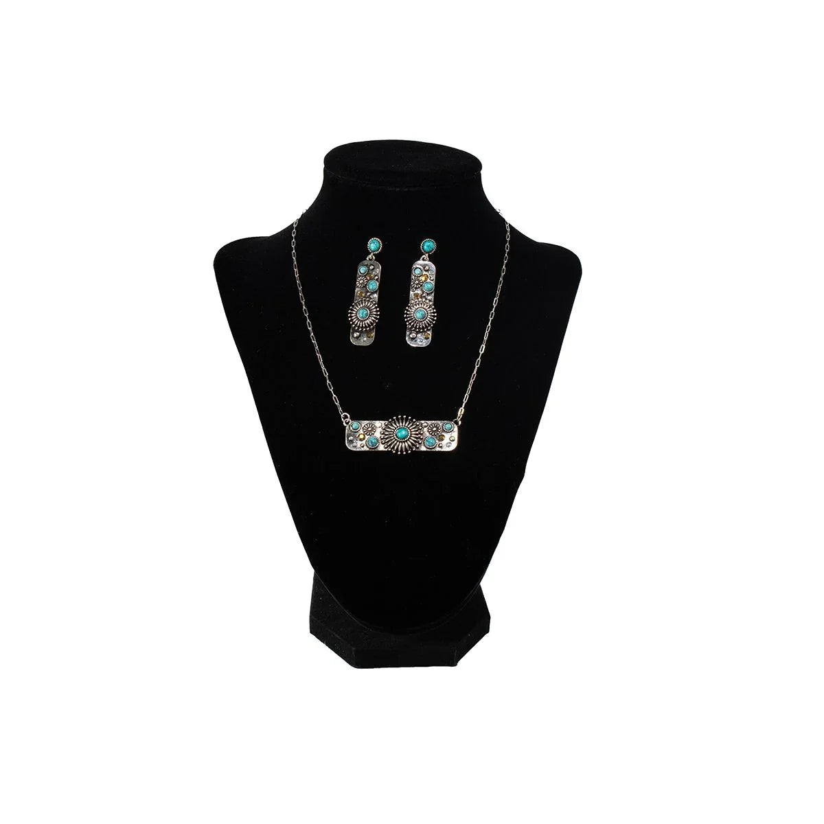 Women's Silver Strike Antique Silver Bar Jewelry Set D450024233