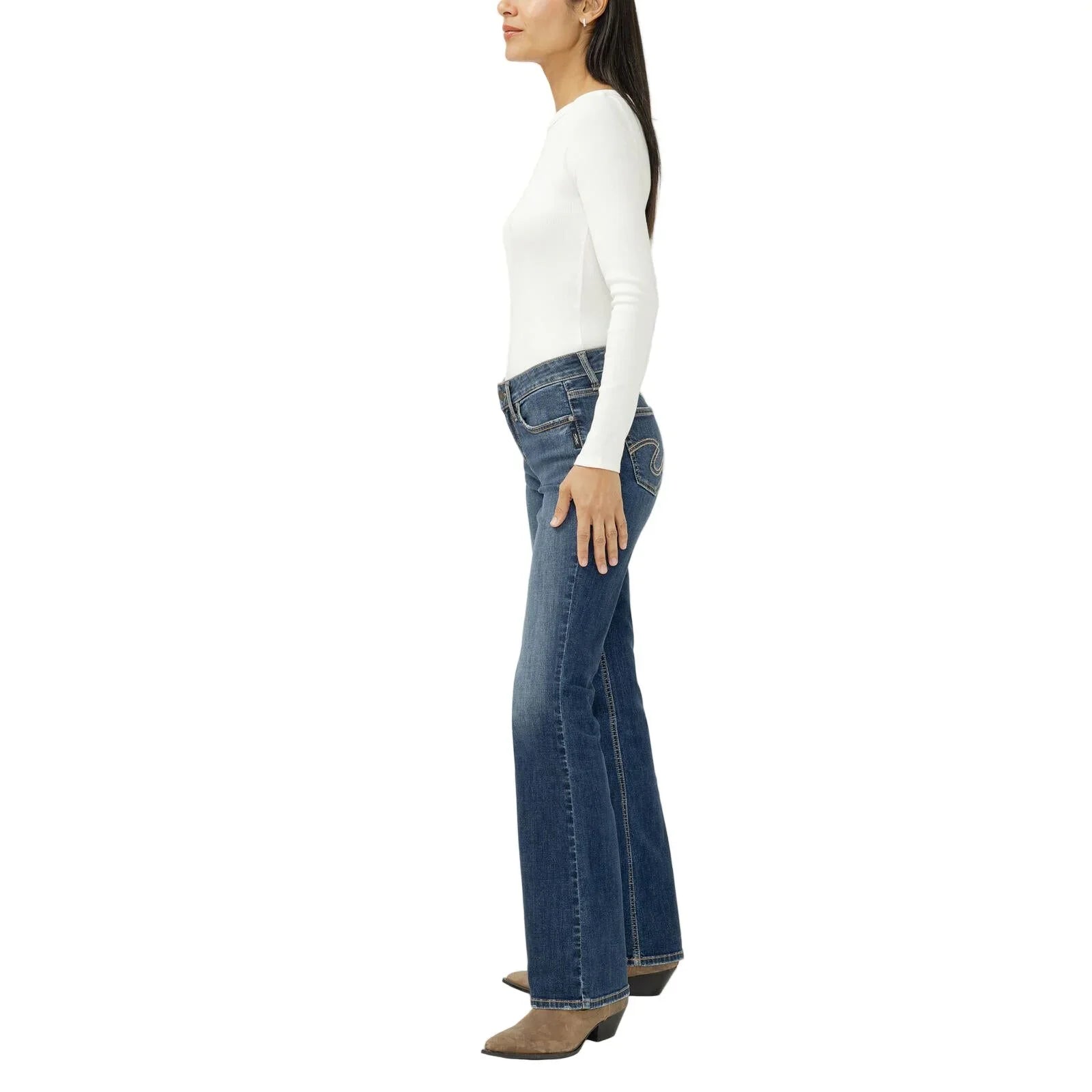 Women's Silver Suki Mid Rise Bootcut Jeans L93719SIA359