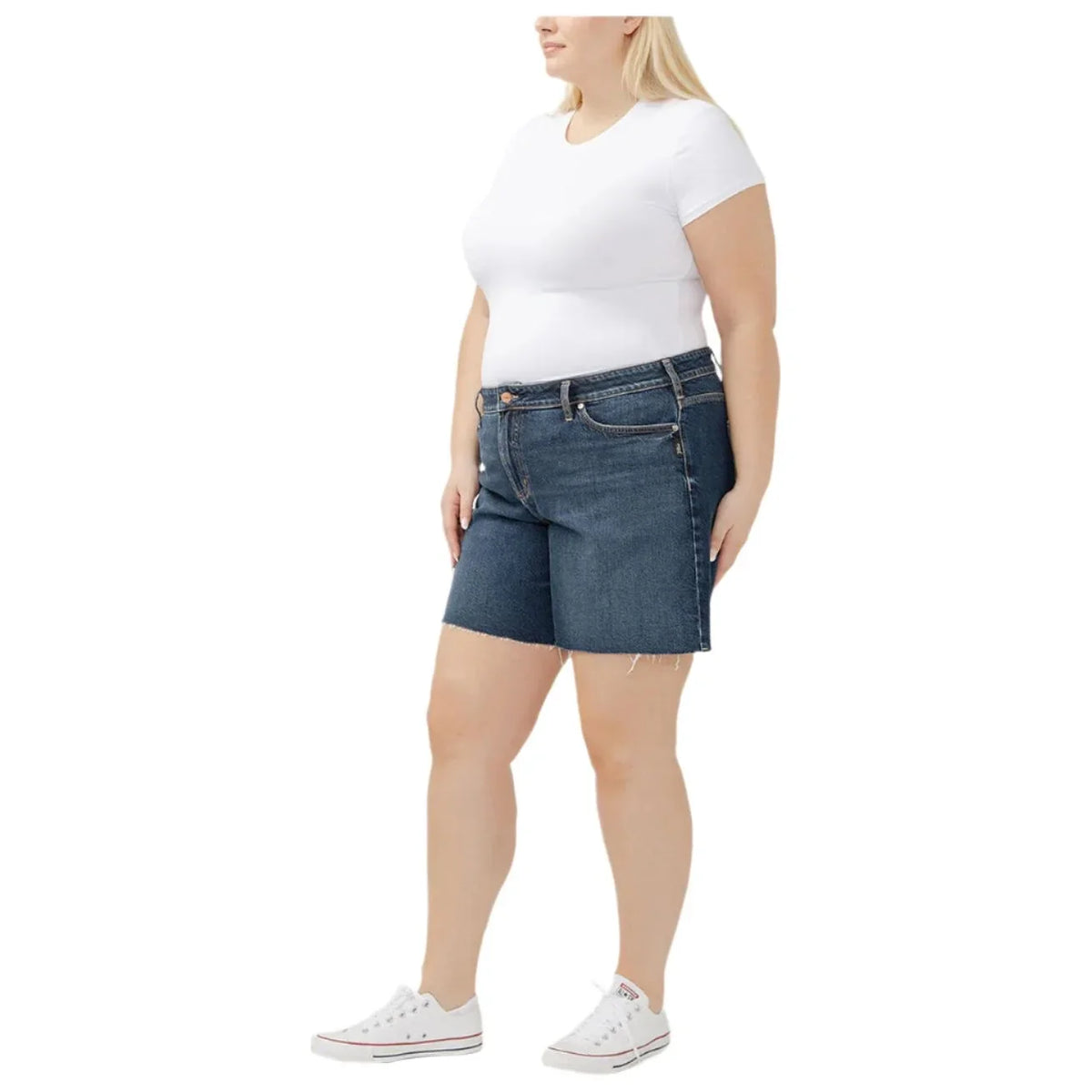 Women's Silver Suki Mid Rise Long Shorts Plus Size W53971ADM362 - Crazy House Western Wear