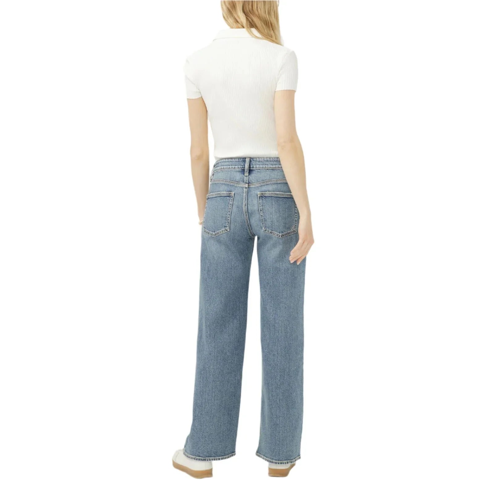 Women's Silver Suki Mid Rise Wide Leg Jeans L93905ADM289
