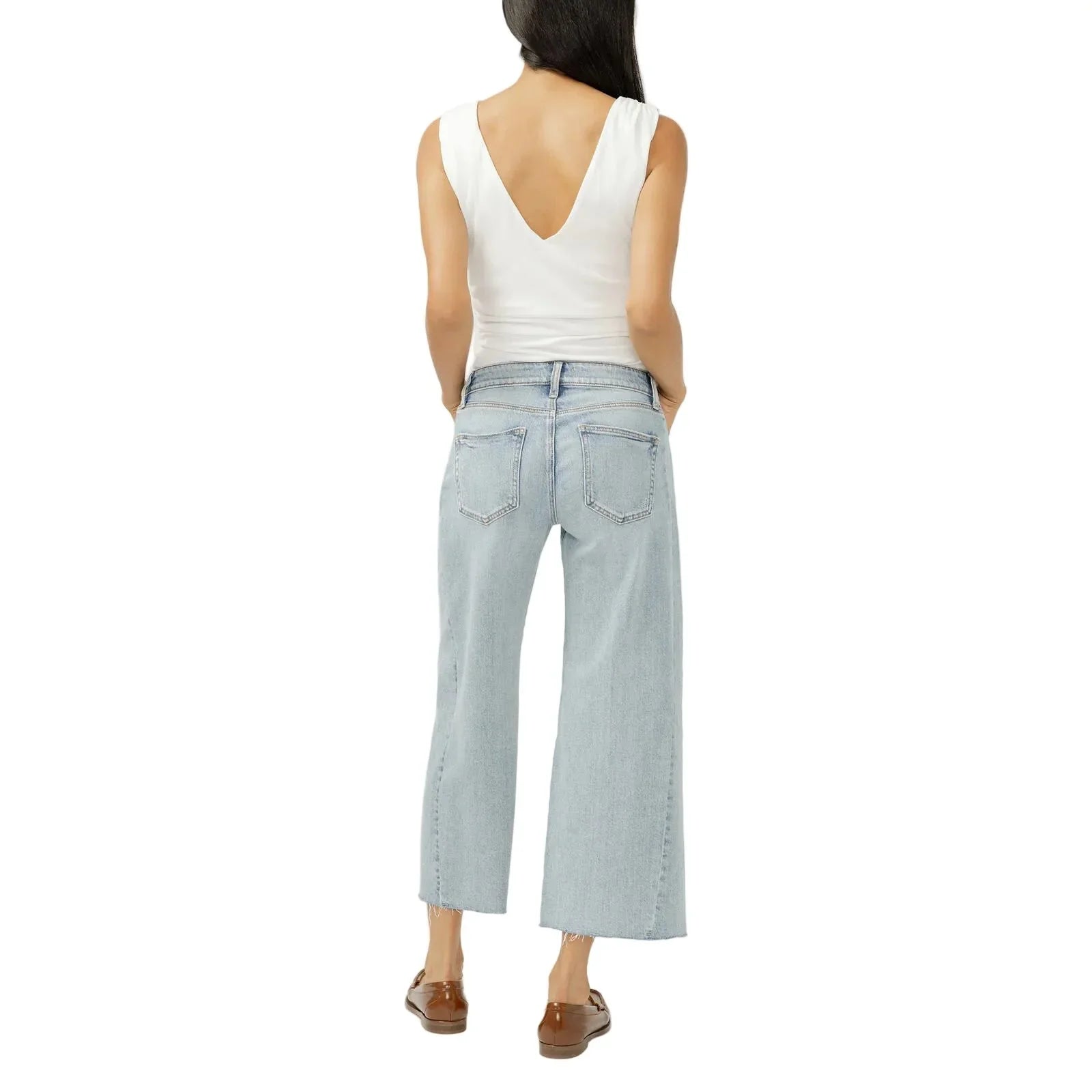 Women's Silver West End Suki Mid Rise Cropped Wide Leg Jeans L43978ADM211