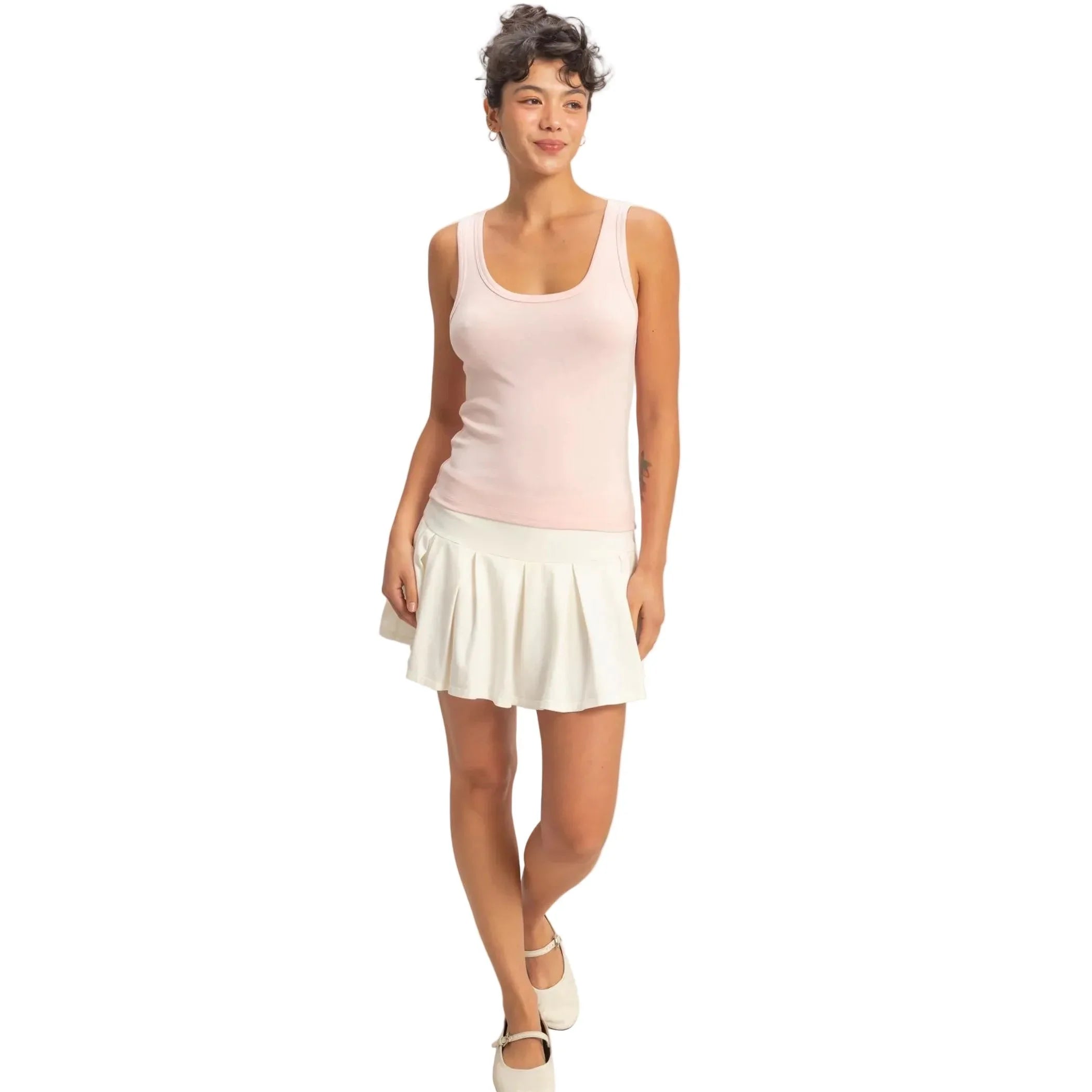 Women's Soft Pink Scoop Neck Tank Top DZ26A398-SP