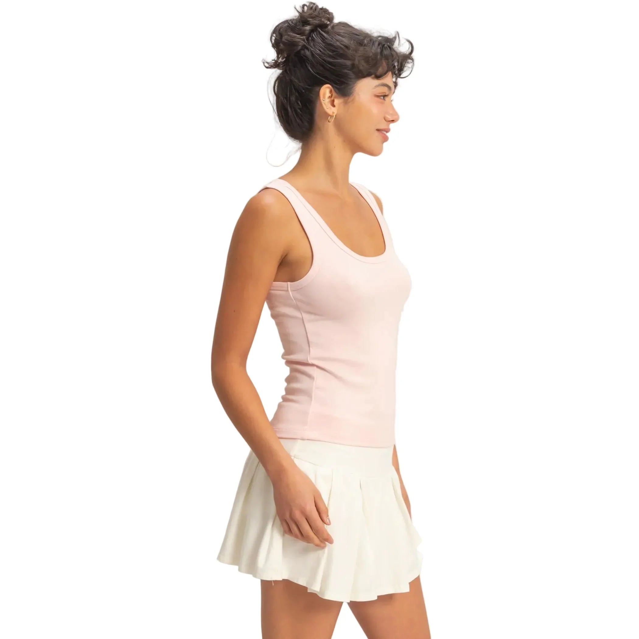 Women's Soft Pink Scoop Neck Tank Top DZ26A398-SP
