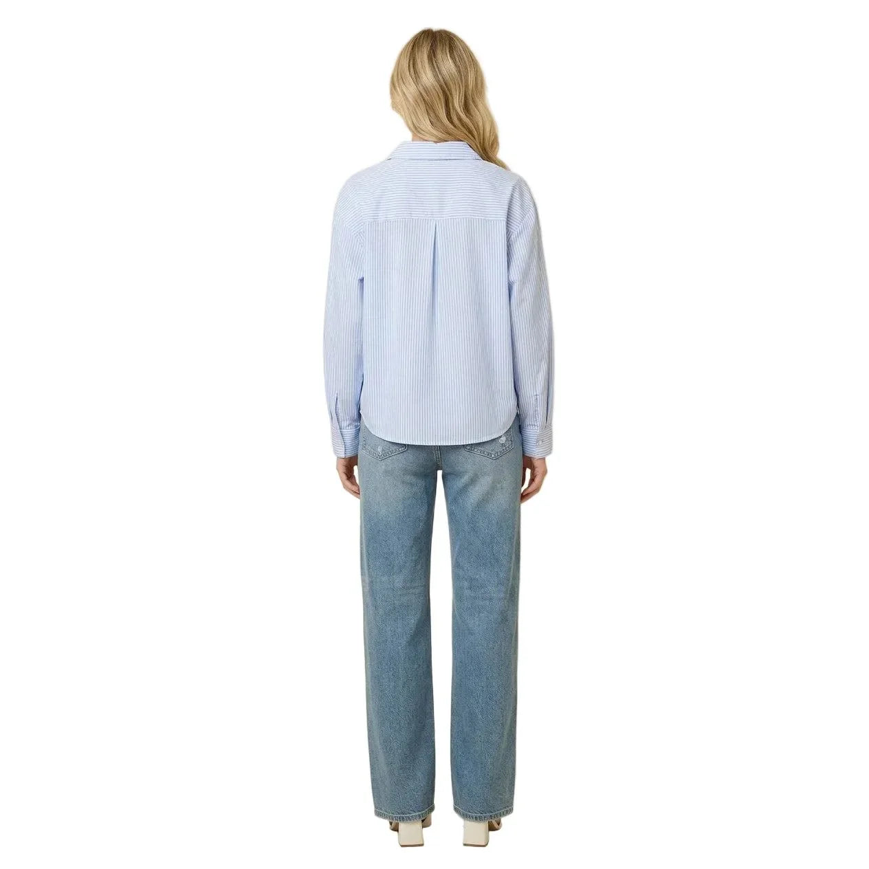 Women's Soft Stripe Button Down Tencel Blend Shirts SDT6490