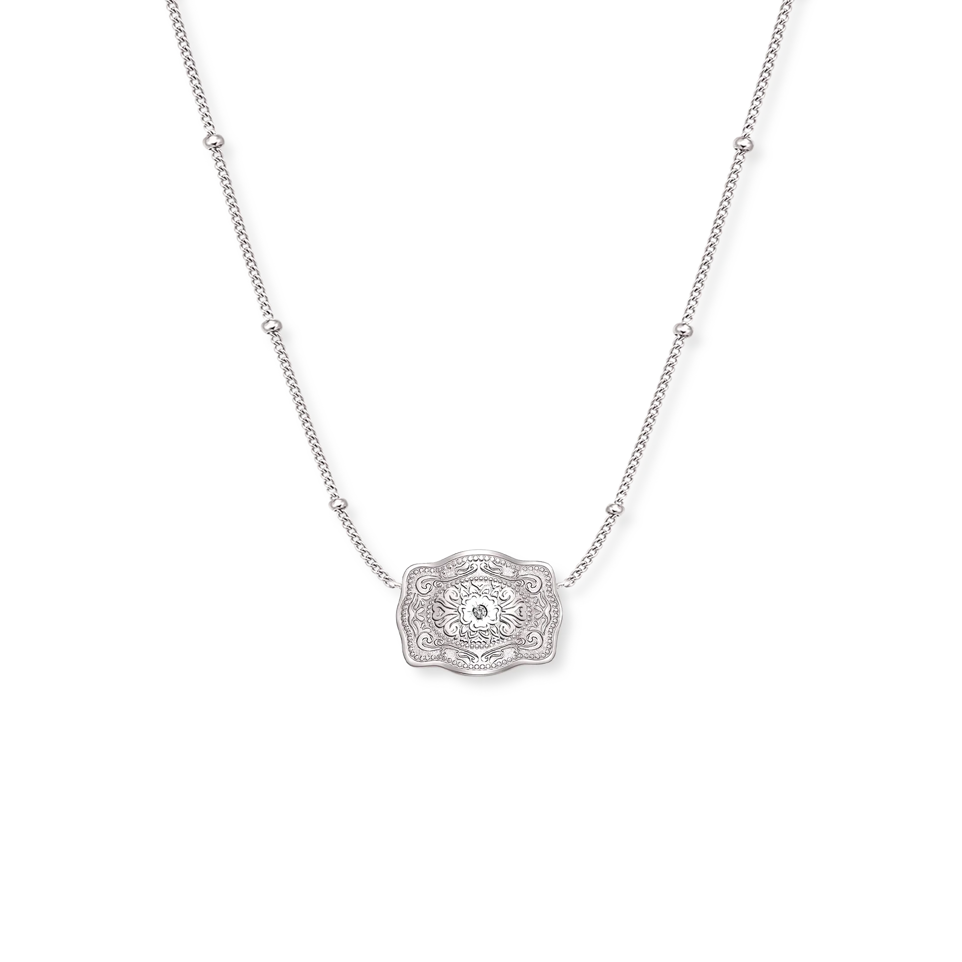 Women's Spurwest Ultra Mini Belt Buckle Necklace (Amelia Rose) U-NK-SLV-BC-101 - Crazy House Western Wear