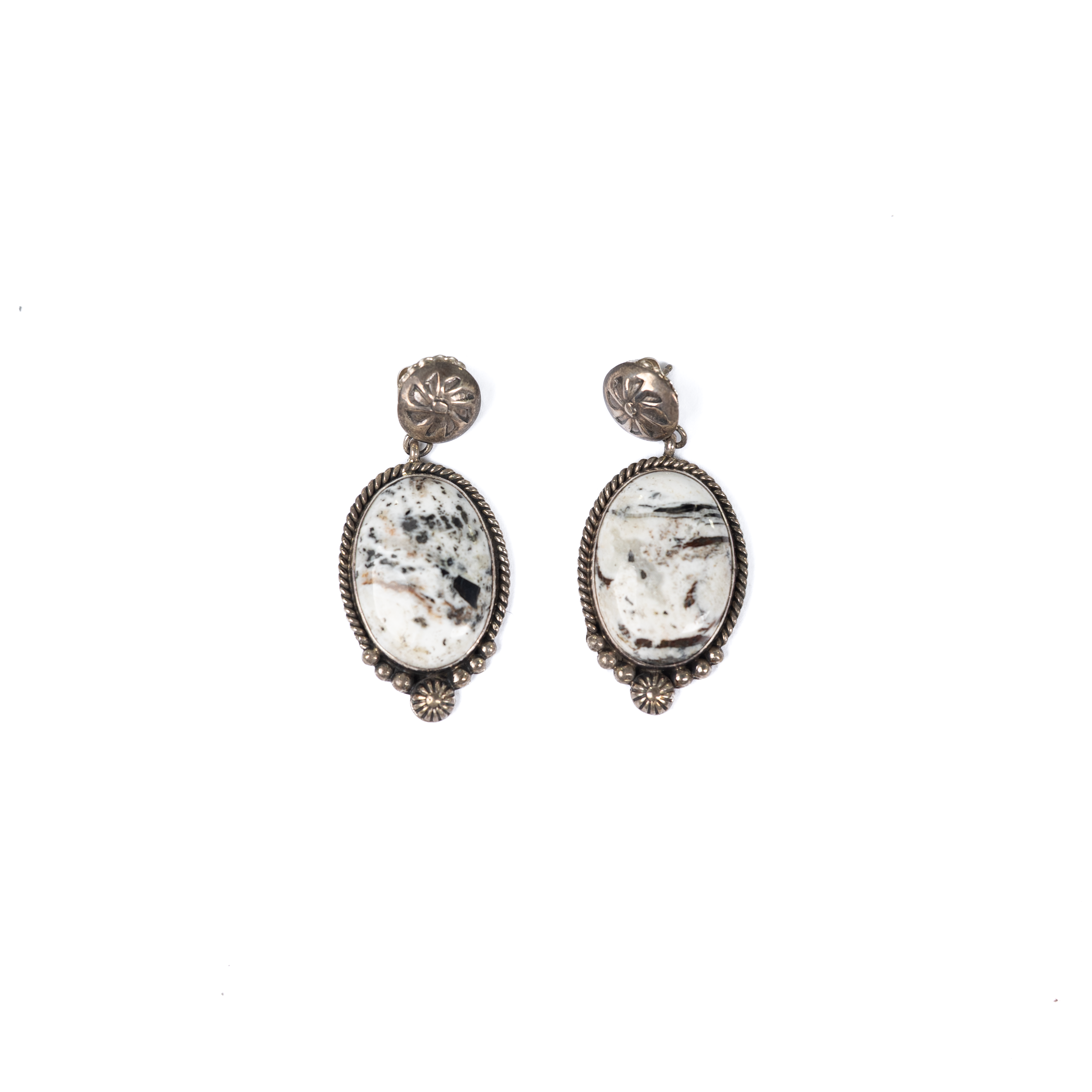 Women's Sunwest Silver and White Buffalo Conch Earrings