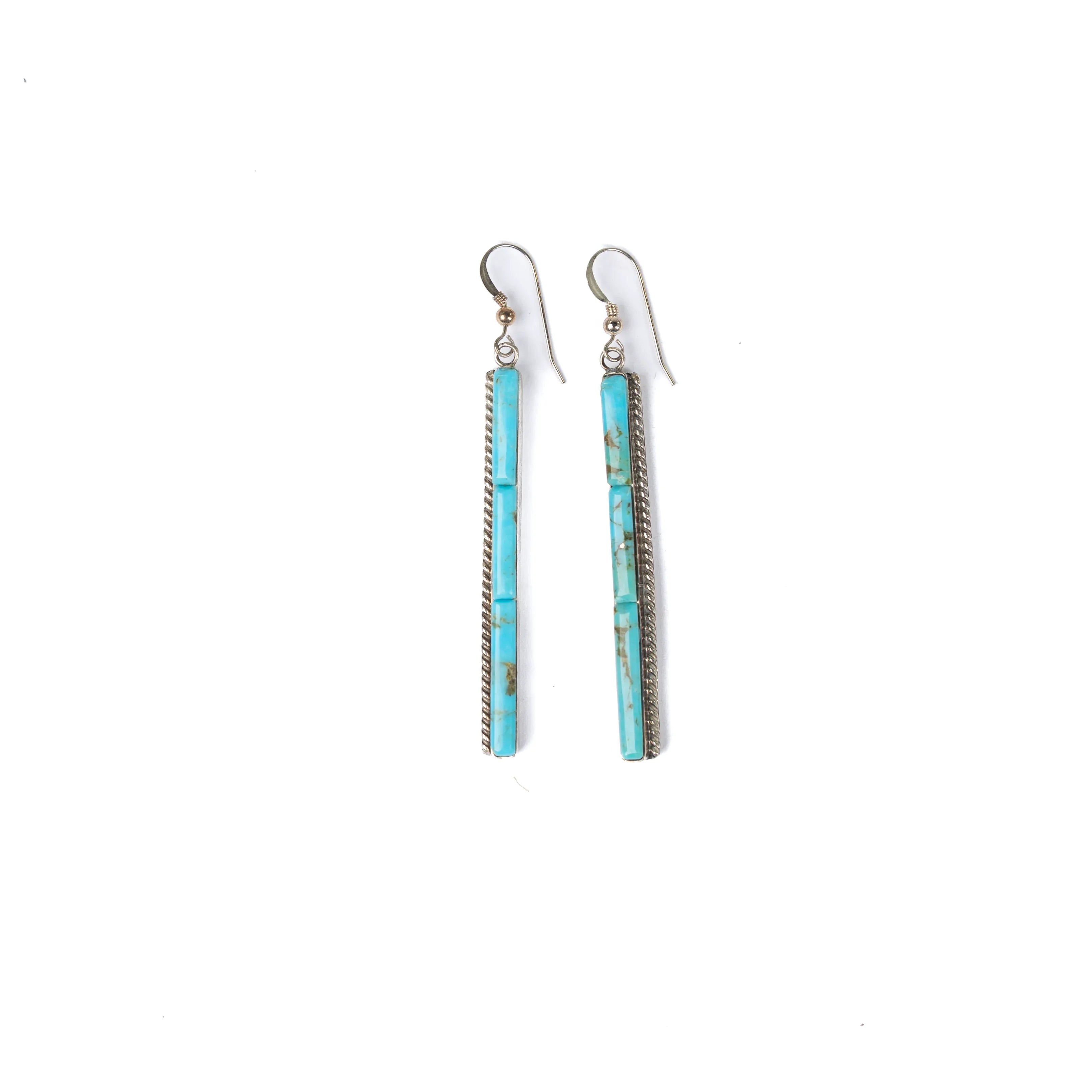 Women's Sunwest Turquoise Stone Long Dangle Earrings
