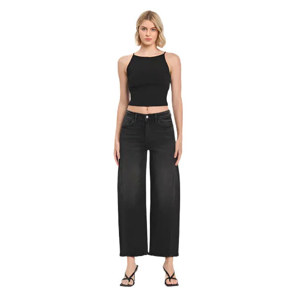 Women's Super High Rise Panel Barrel Jeans T6589 - Crazy House Western Wear