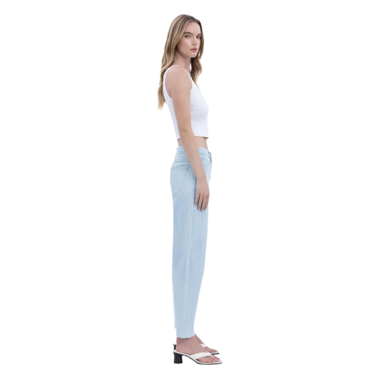 Women's Super High Rise Striped Barrel Leg Jeans V3680STR - Crazy House Western Wear
