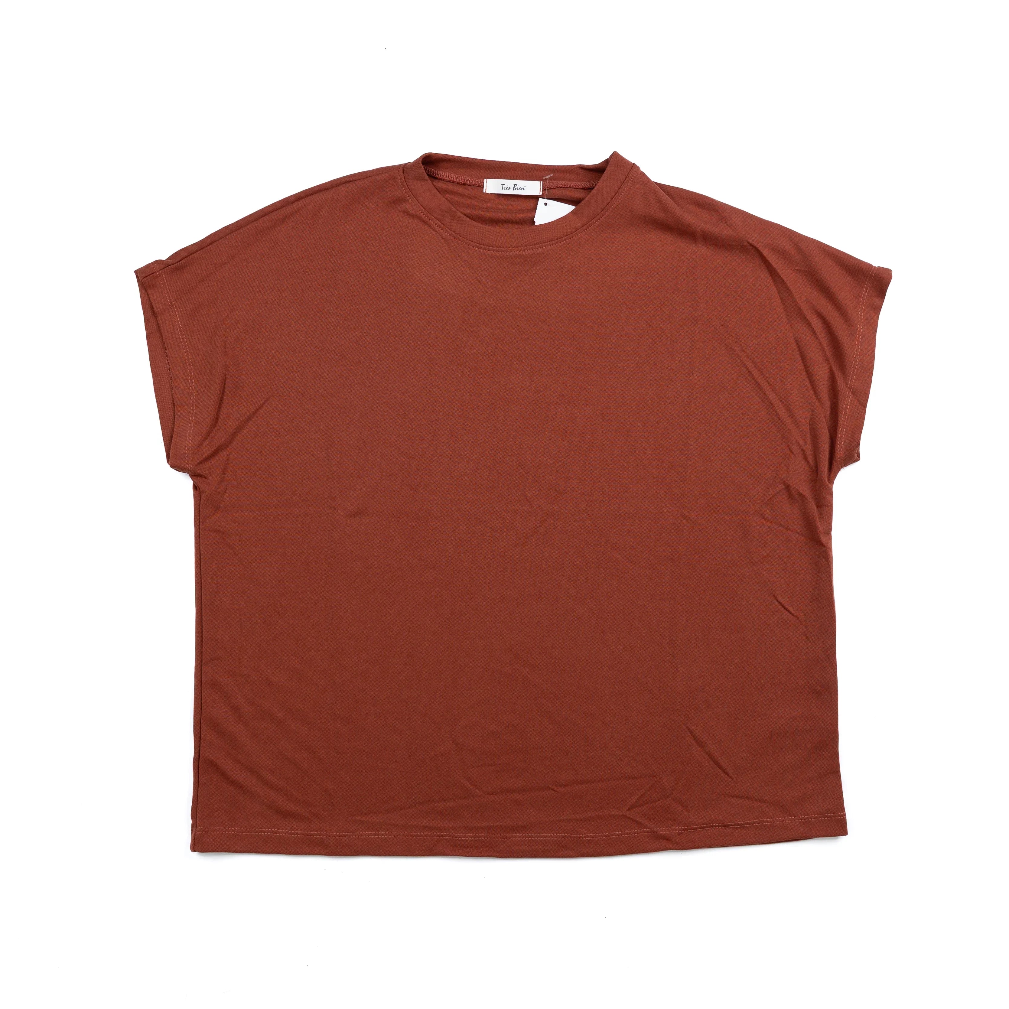 Women's Tres Bien Modal Plain Short Sleeve Top T-41178