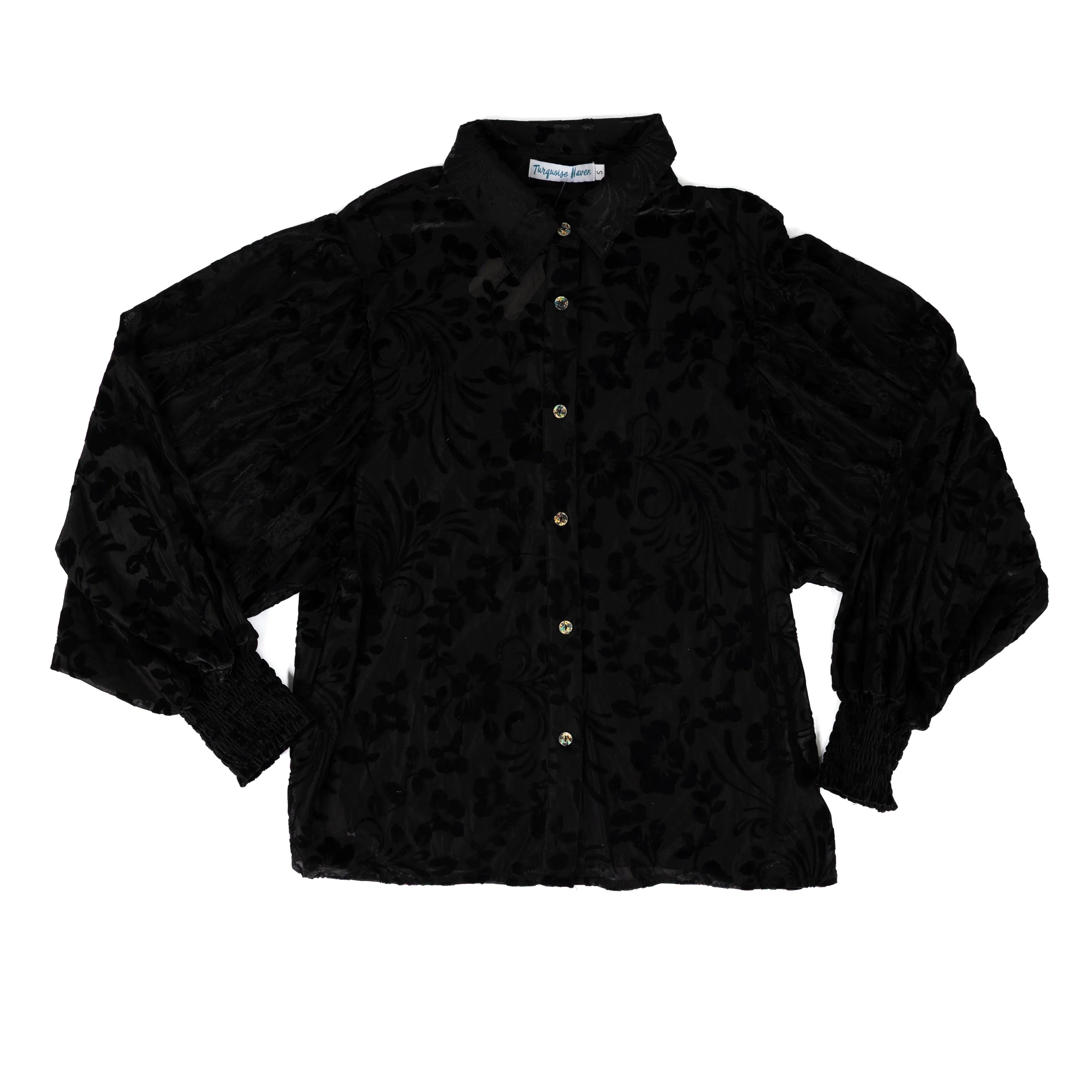 Women's Turquoise Haven Mesh Button Up Top