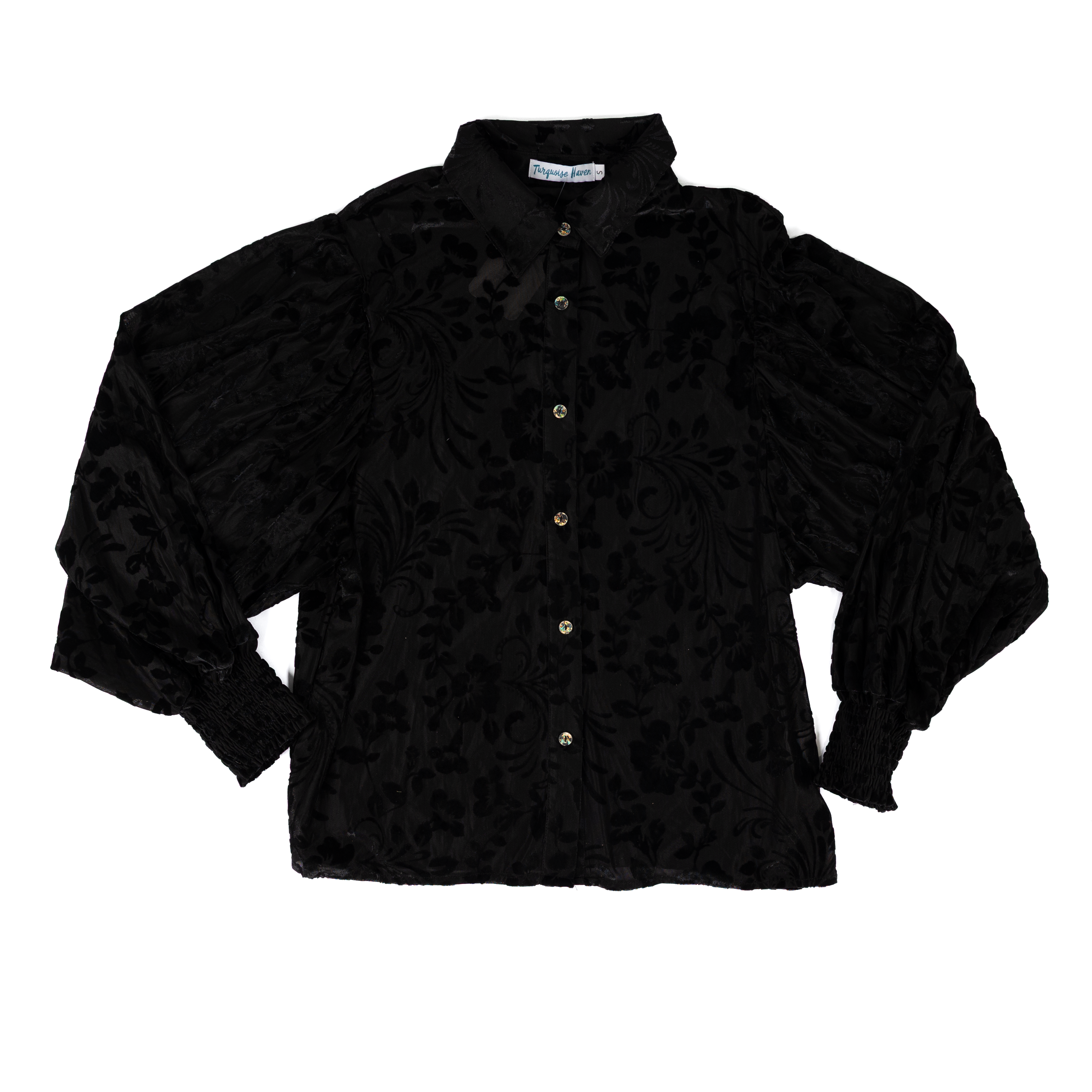 Women's Turquoise Haven Mesh Button Up Top