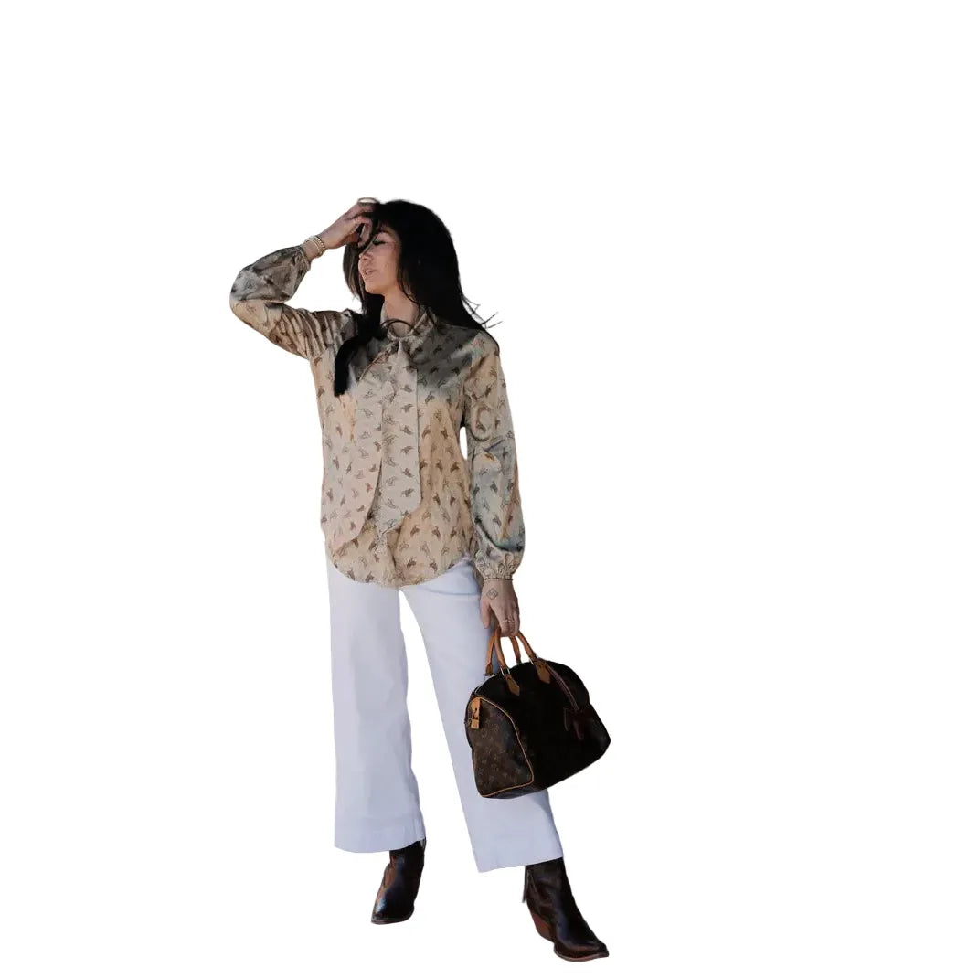 Women's TwoFly Satin Bronco Brimstone Blouse