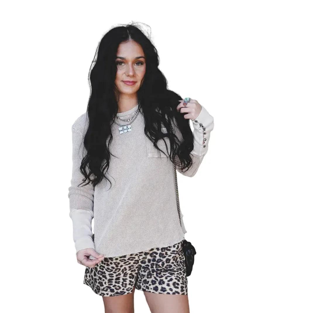 Women's TwoFly Taupe Higher Class Basic Sweater