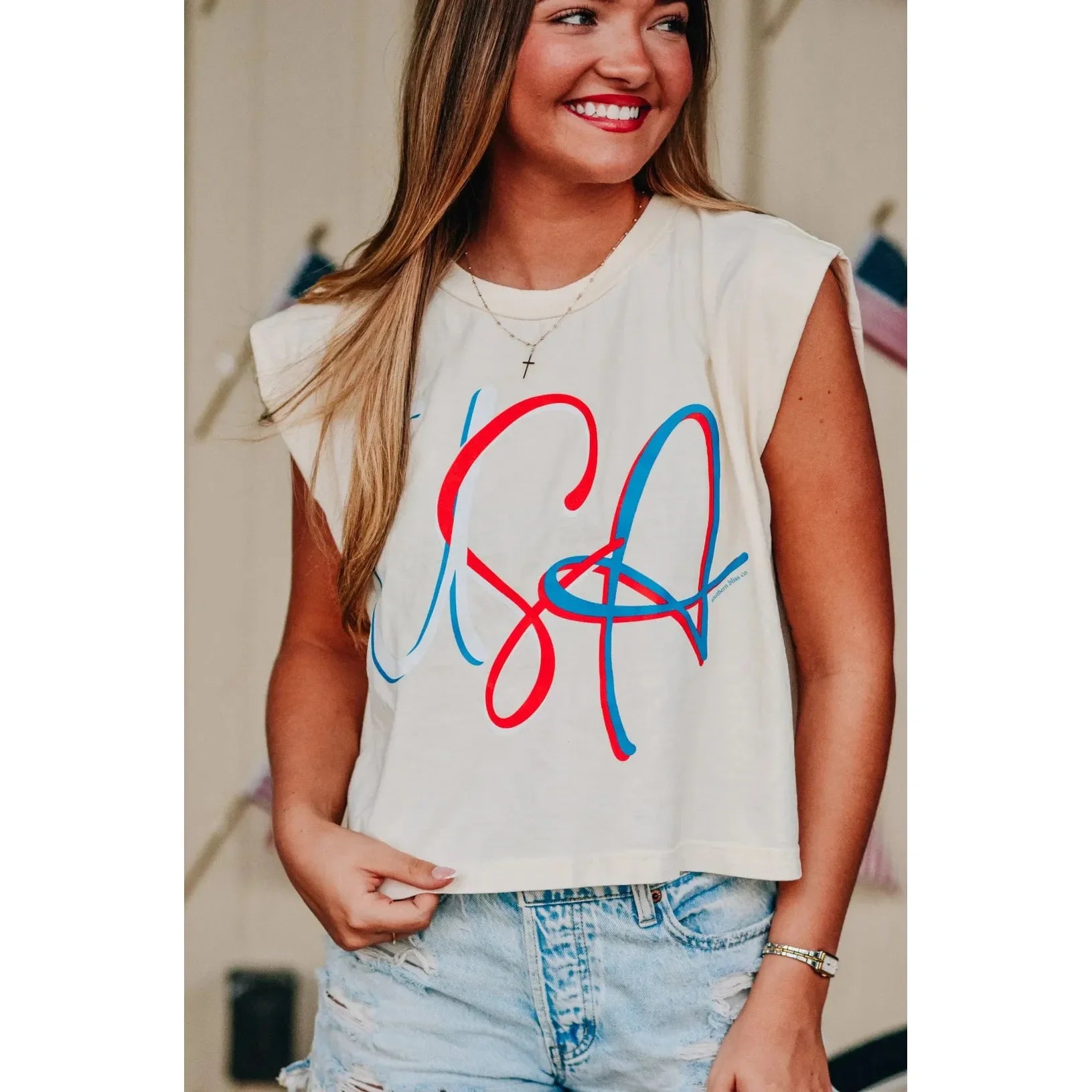 Women's USA Muscle Tee - Crazy House Western Wear