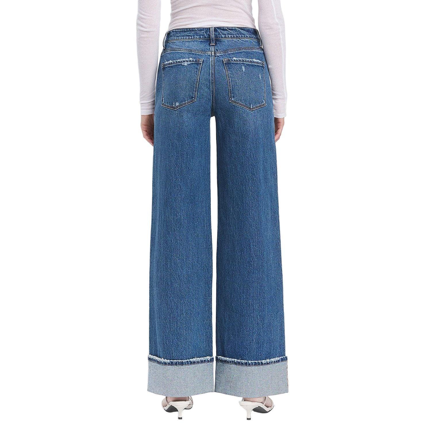 Women's Vervet High Rise Cuffed Panel Baggy Wide Jeans T6645