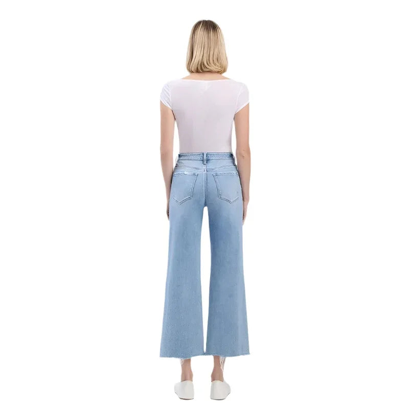 Women's Vervet High Rise Distressed Crop Wide Jeans F6001 - Crazy House Western Wear