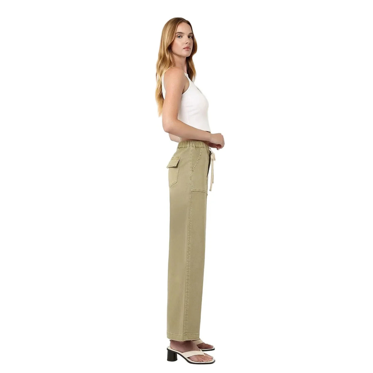 Women's Vervet High Rise Elastic Drawstring Wb Baggy Wide Jeans V3798HRB