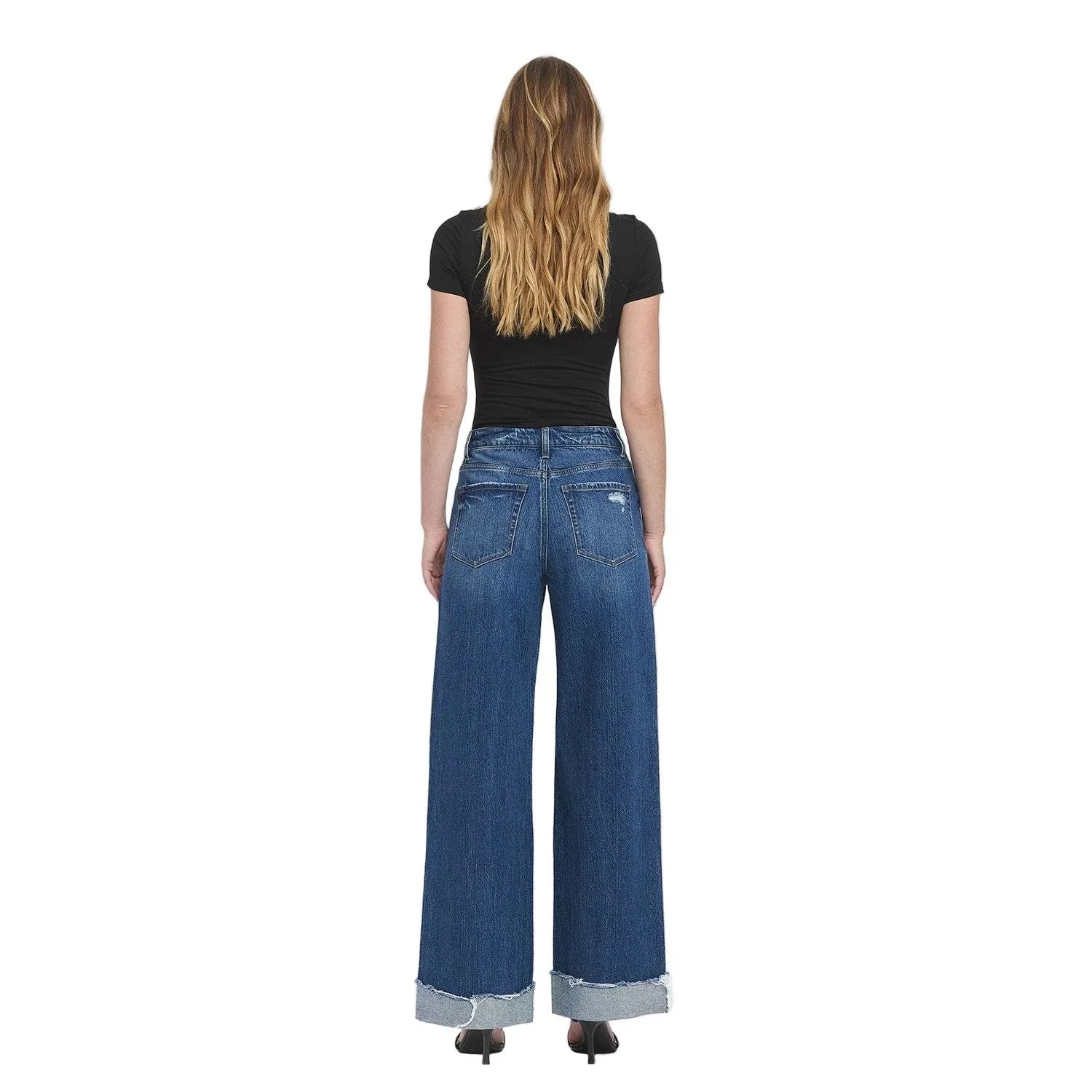 Women's Vervet Super High Rise Cuffed Baggy Wide Leg Jeans T6614