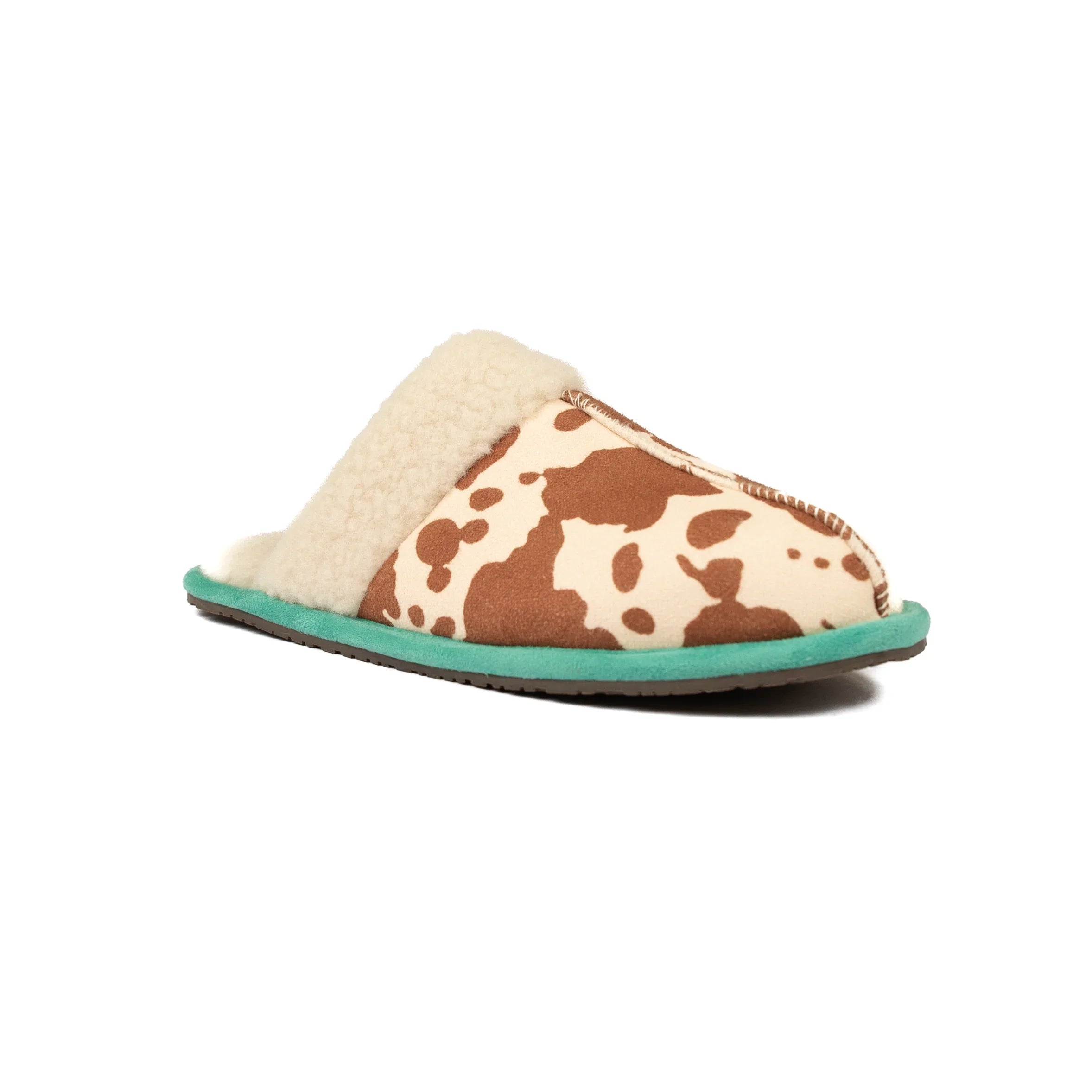 Women's Very G Alala Brown and White Cowhide Printed Slippers VGFL0073-291