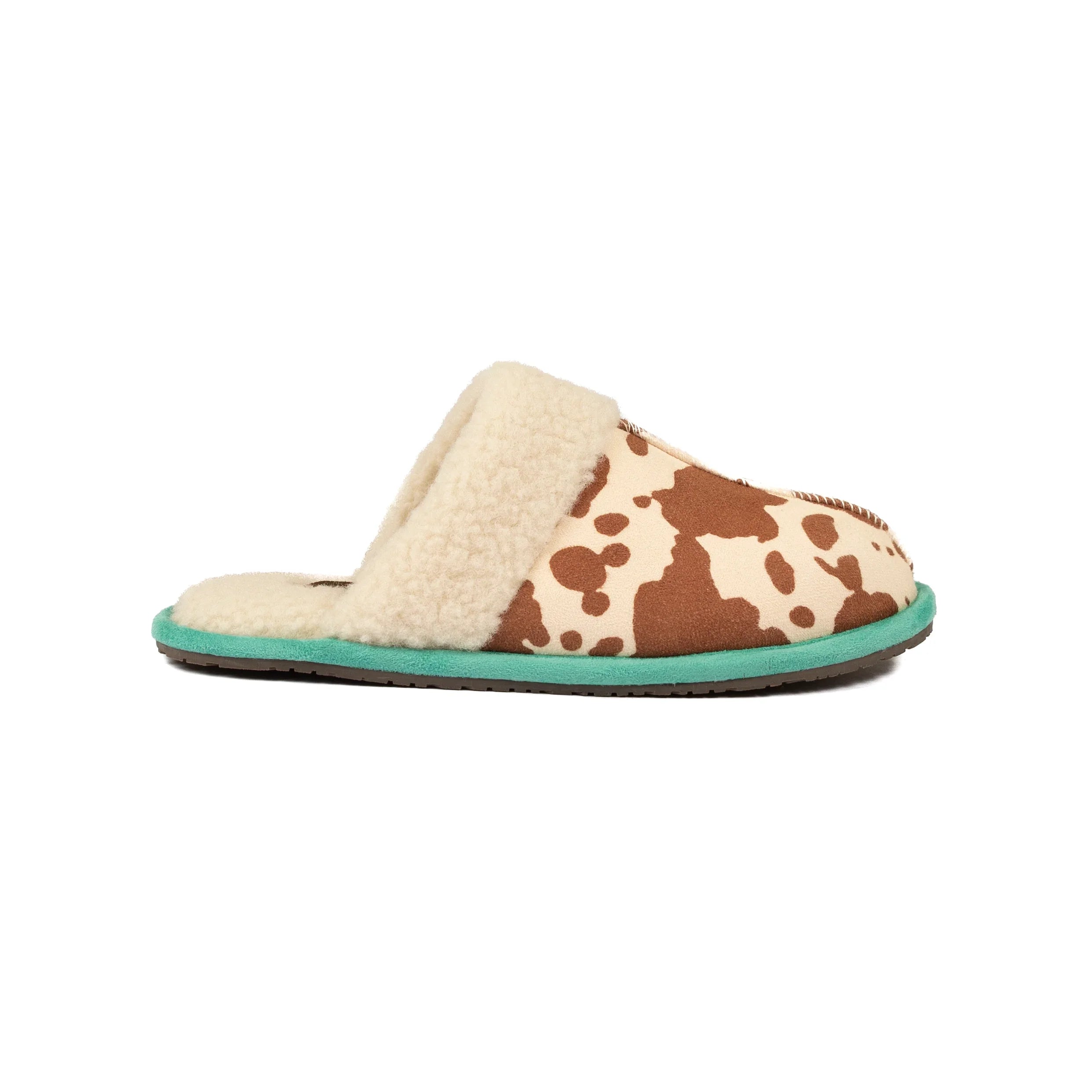 Women's Very G Alala Brown and White Cowhide Printed Slippers VGFL0073-291