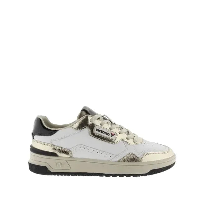 Women's Victoria White and Gold Tennis Shoes 8800121