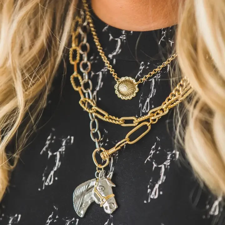 Women's West & Co 15" 18K Gold Plated Dainty Concho Necklace WC-N24G