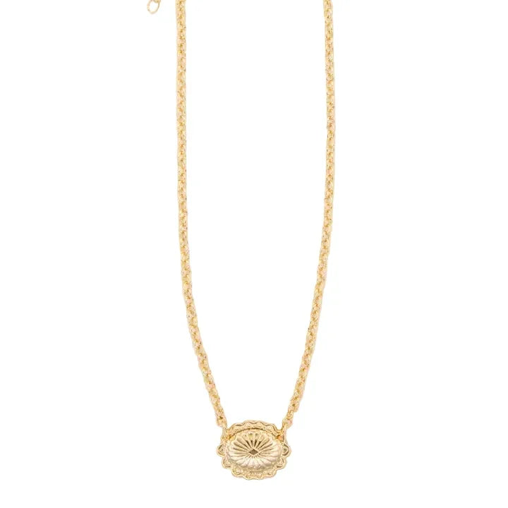 Women's West & Co 15" 18K Gold Plated Dainty Concho Necklace WC-N24G