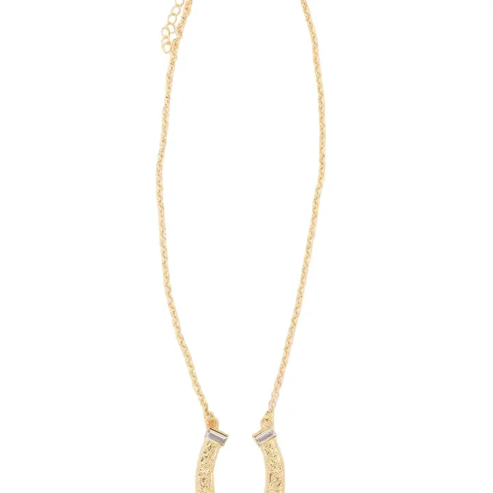 Women's West & Co 18" 18K Gold Plated Horse Shoe Necklace with Rhinestone WC-N26G