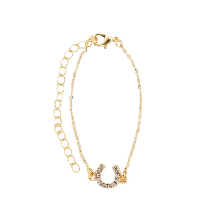 Women's West & Co 18K Gold Plated Dainty Rhinestone Horseshoe Chain Bracelet WC-BR15G
