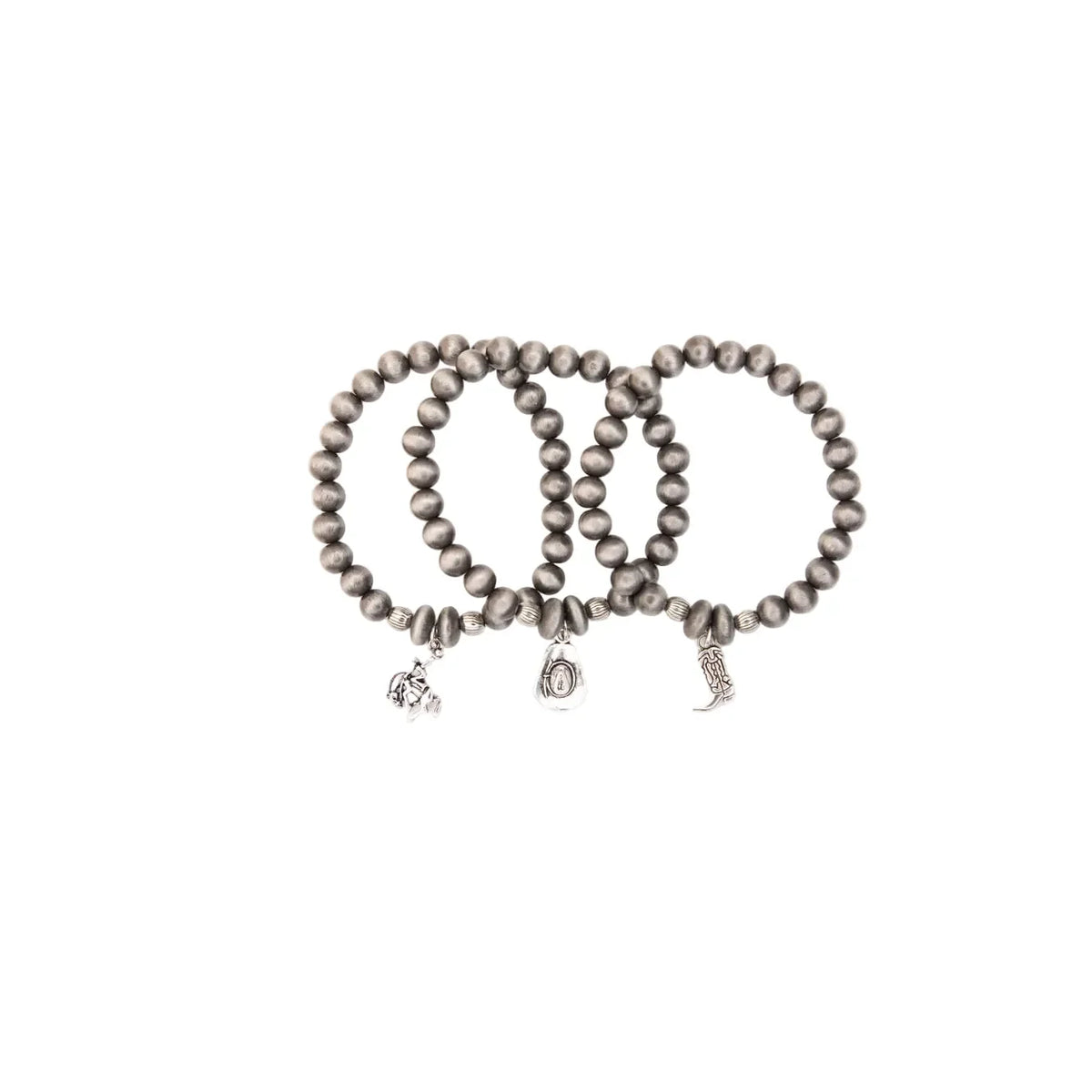 Women's West & Co 3Pc Bracelet Set with Cowboy Hat Boot & Bucking Horse Charms BR1525