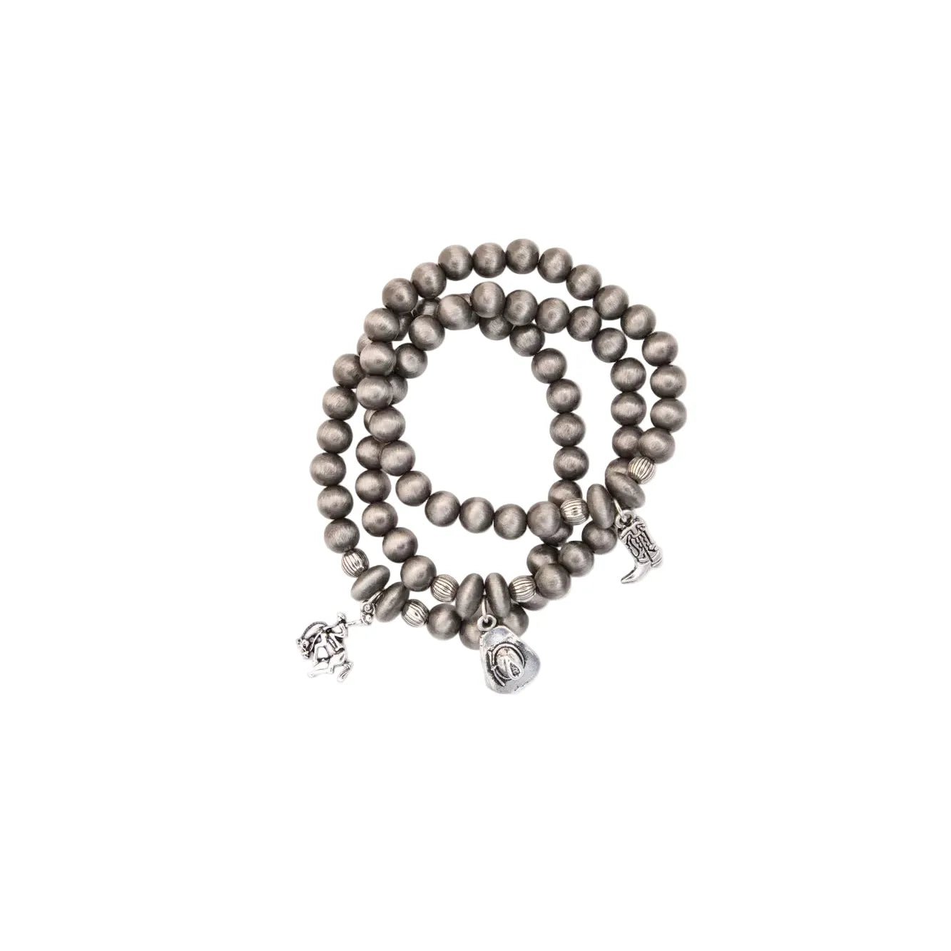 Women's West & Co 3Pc Bracelet Set with Cowboy Hat Boot & Bucking Horse Charms BR1525