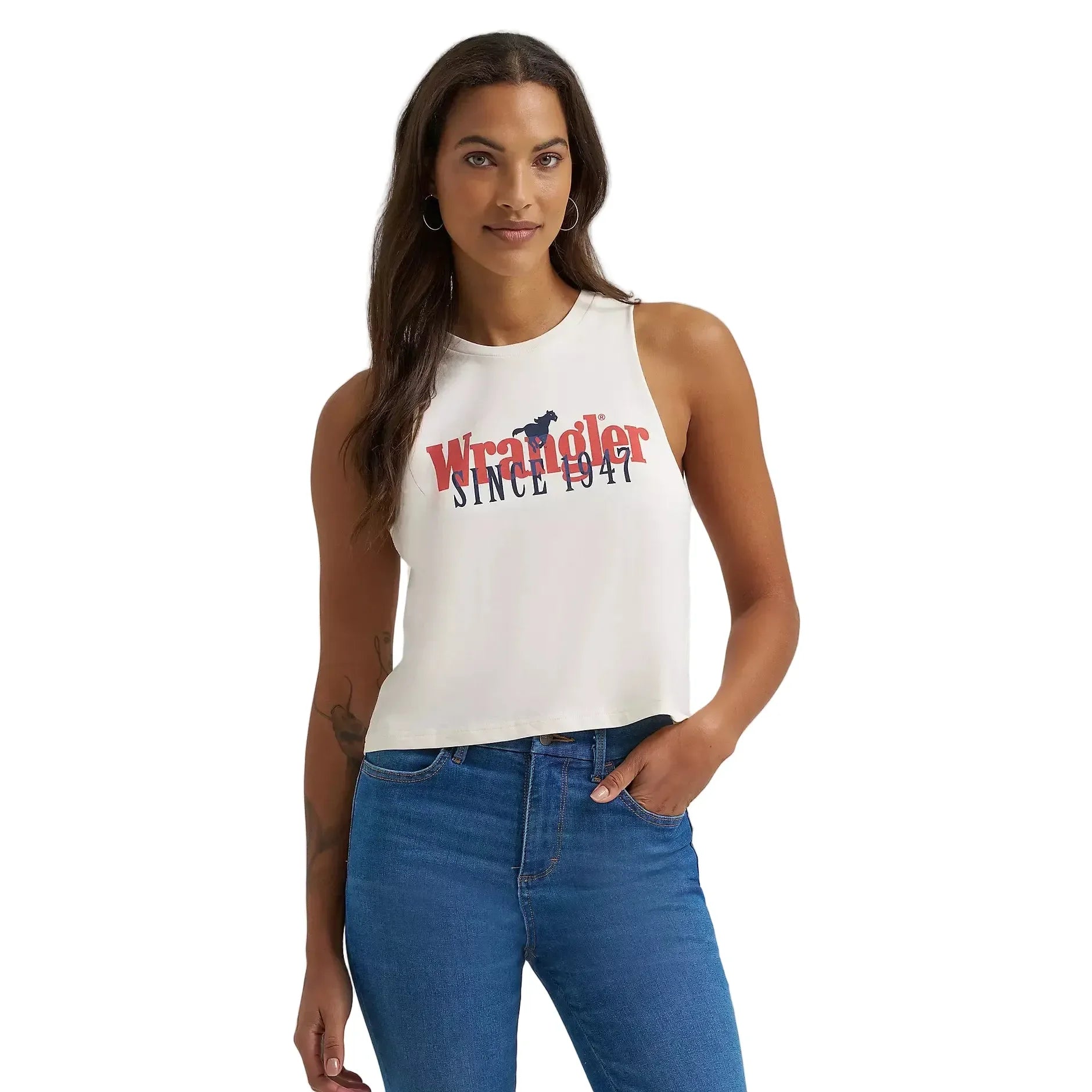 Women's Wrangler Egret Since 1947 Layers Graphic Festival Tank Top 112375847