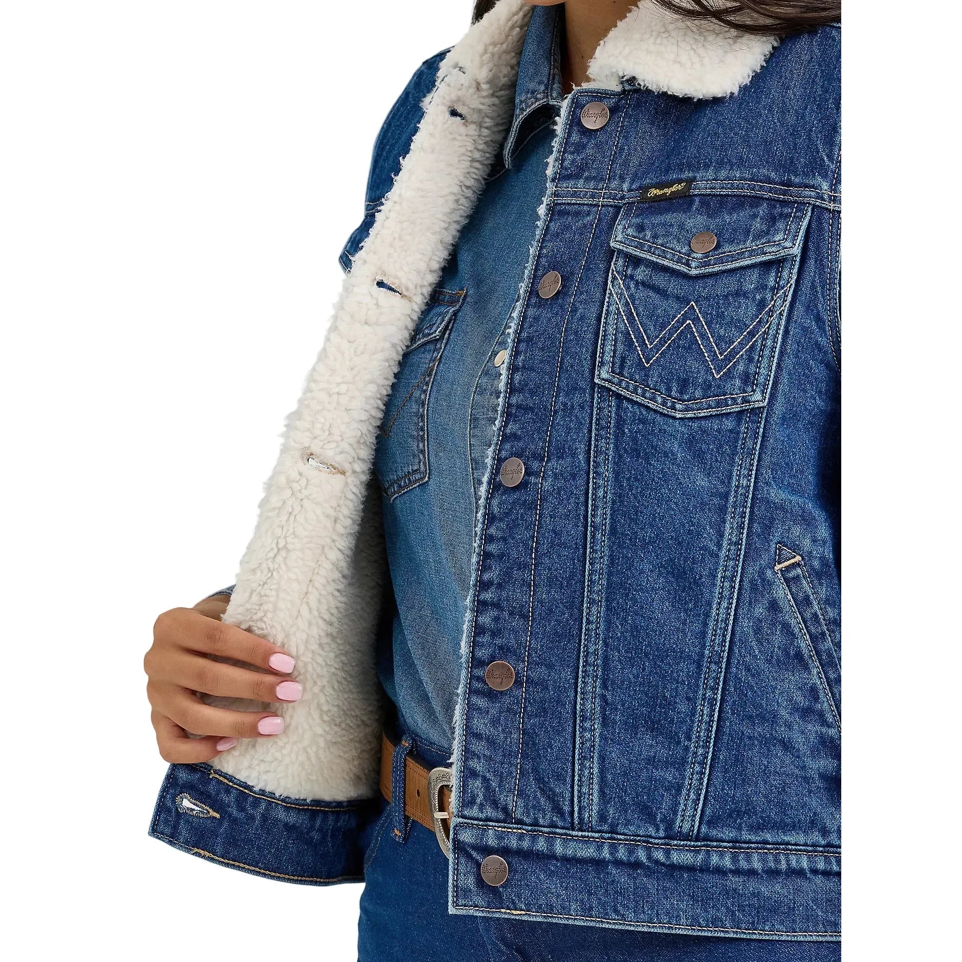 Women's Wrangler Sherpa Lined Denim Vest 112368298