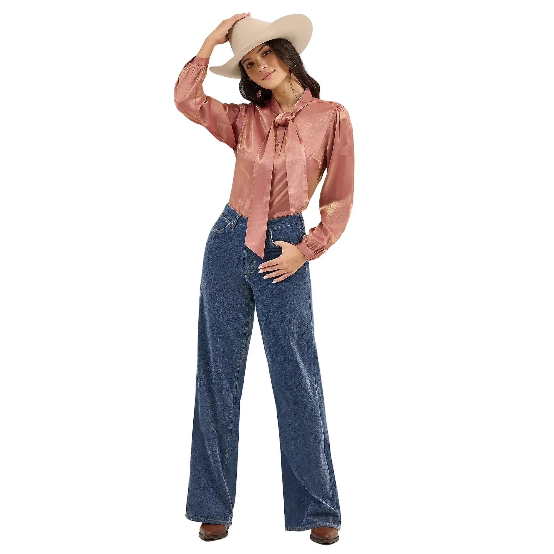 Women's Wrangler Shimmer Tie Neck Blouse
