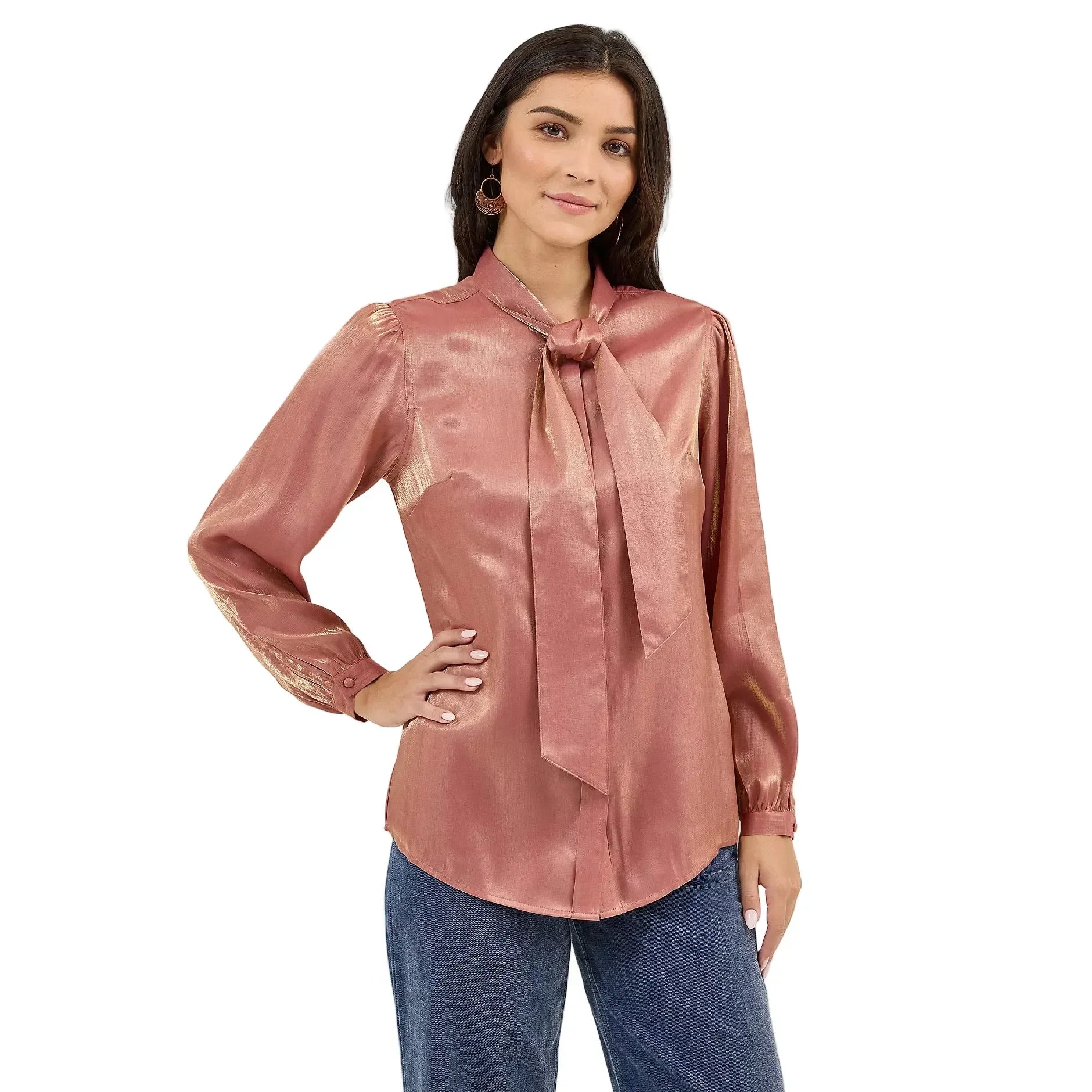 Women's Wrangler Shimmer Tie Neck Blouse
